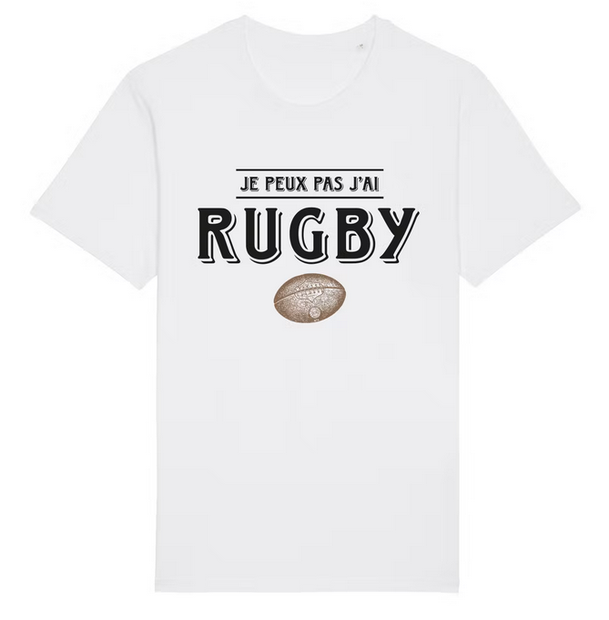 Tshirt "Je peux pas j'ai rugby" 100% coton - Blanc