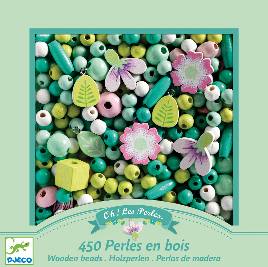 Coffret - Perles bois -Feuilles et fleurs - DJECO