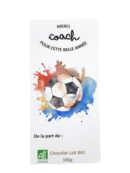 Tablette de chocolat "Merci coach" - Foot -BIO