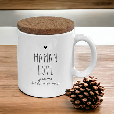 Mug avec son couvercle en liège "Maman Love" - Marcel et Lily