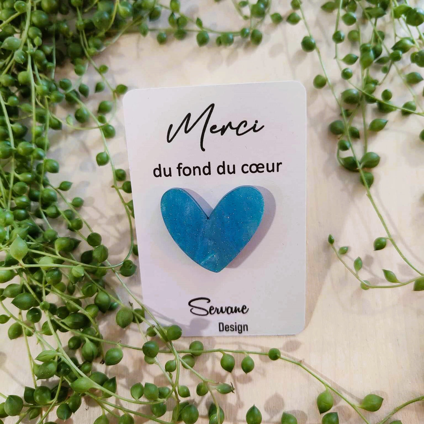 Pin's "Merci de tout mon coeur" - Bleu profond nacré