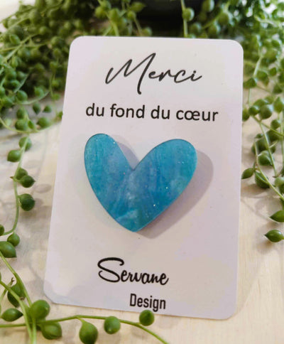 Pin's "Merci de tout mon coeur" - Bleu profond nacré