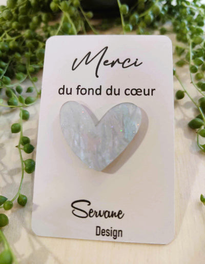 Pin's "Merci de tout mon coeur" - bleu ciel nacré