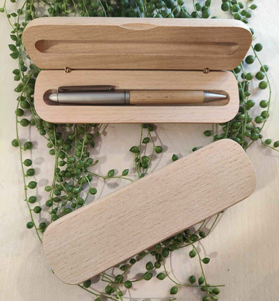 Coffret Stylo bille en bois de hêtre - Personnalisable