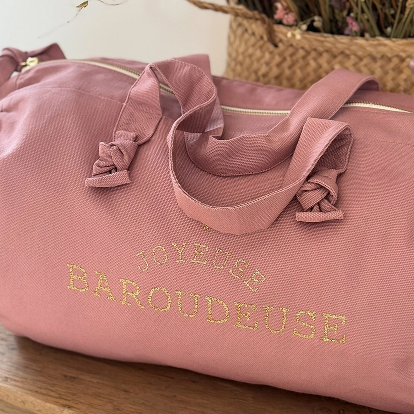 Sac Polochon "Joyeuse Baroudeuse" rose blush