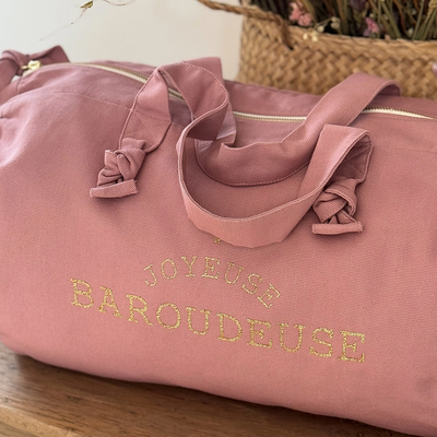 Sac Polochon "Joyeuse Baroudeuse" rose blush