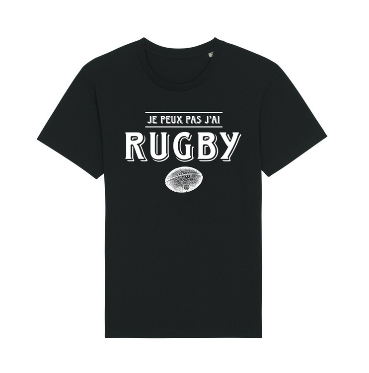 Tshirt noir je peux pas j'ai rugby - S, M, L, XL, XXL