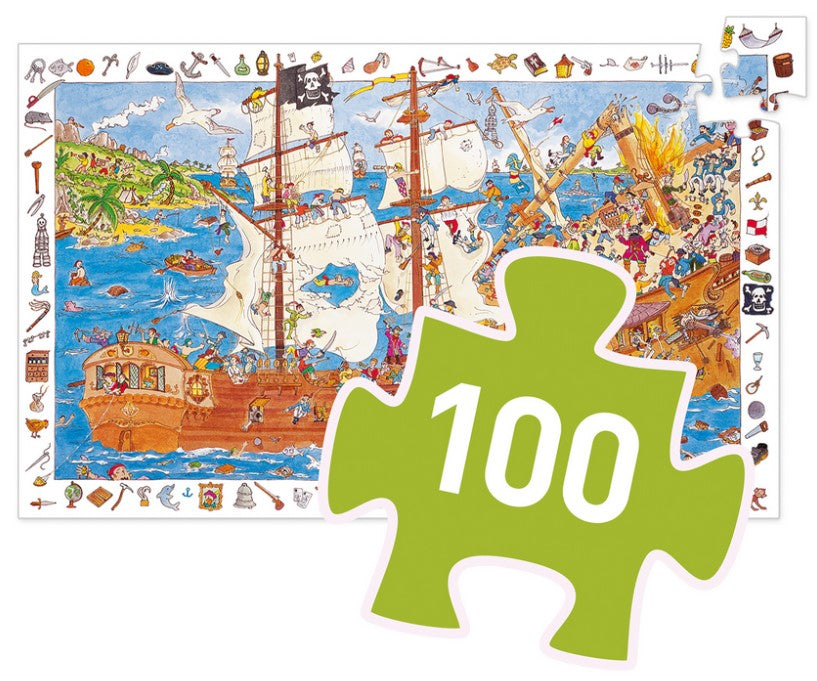 Puzzle d'observation - Les pirates - 100 pcs - DJECO