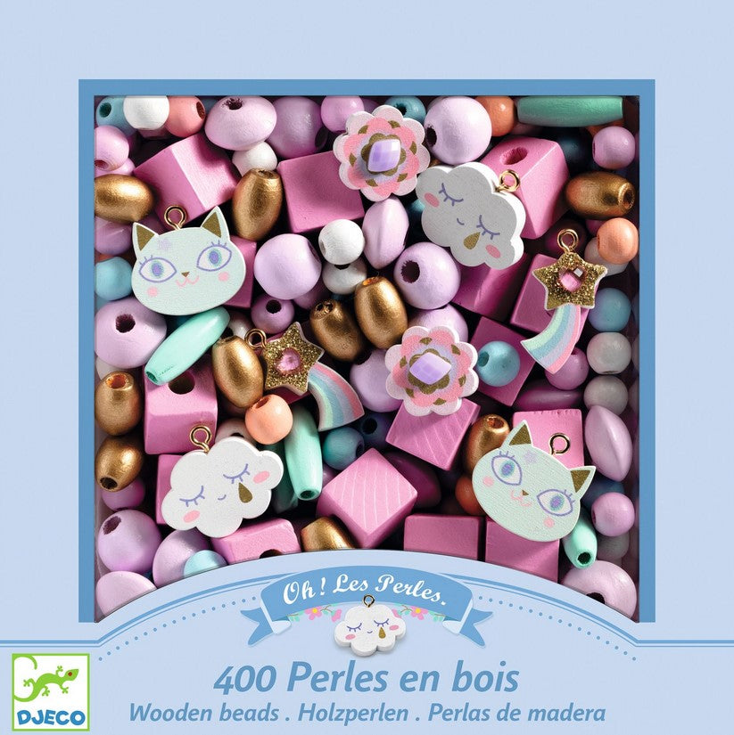 Coffret - Perles bois - Arc-en-ciel - DJECO