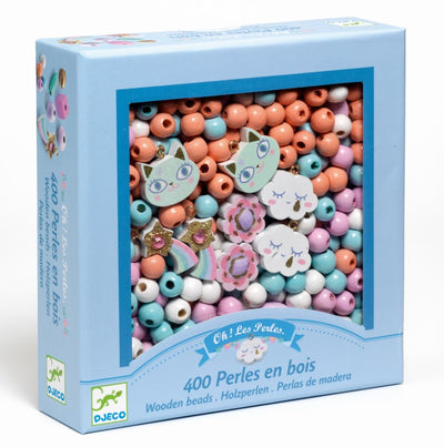 Coffret - Perles bois - Arc-en-ciel - DJECO