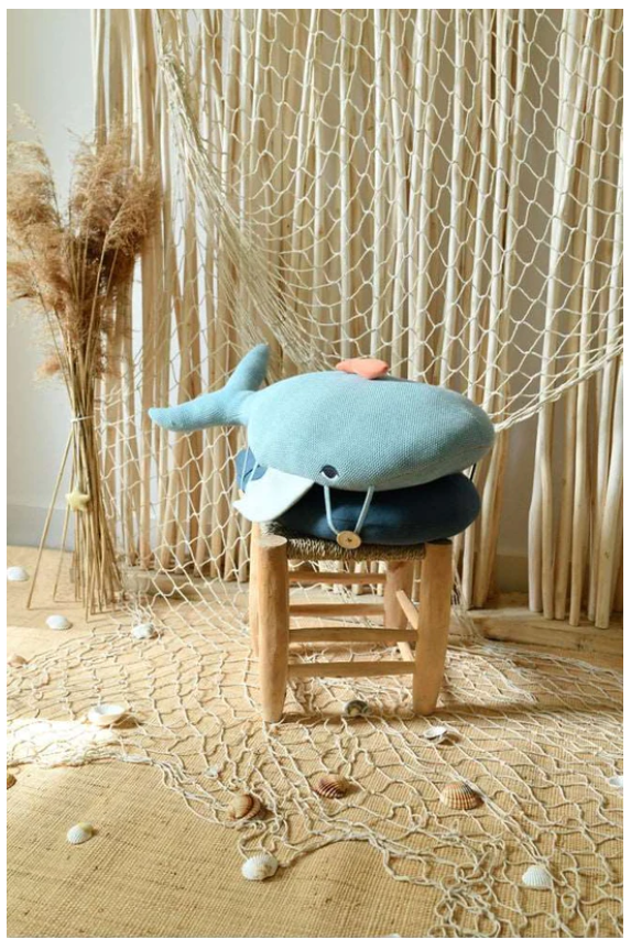 Grand Coussin Baleine - Bleu - L'oiseau Bateau