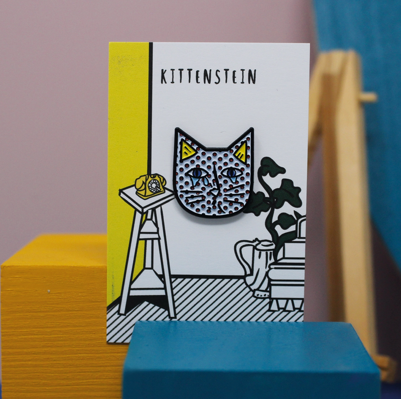 Broche d'artiste en forme de chat Kittenstein