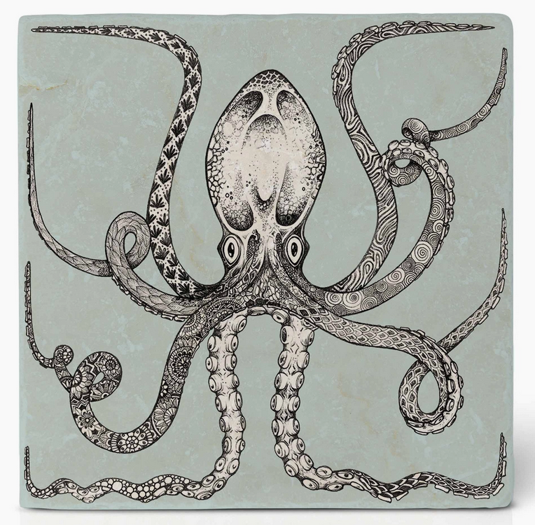 Sous-verre en pierre naturelle - Octopus