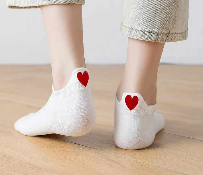 Chaussettes Languette Coeur Rouge