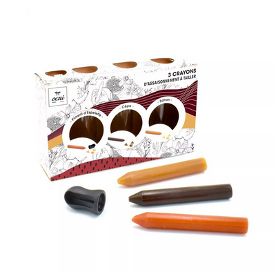 Coffrets 3 crayons - Epicurien : Piment d'Espelette, Cèpe, Safran- Ocni Factory