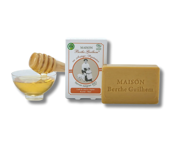 Savon lait de chèvre Karité / Miel certifié Bio et sans huile de palme - 100g