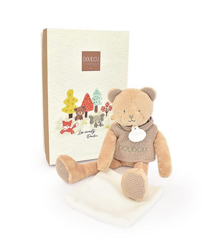 Doudou Ours marron avec mouchoir - Sweety - 25 cm