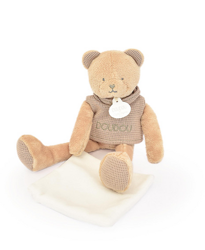 Doudou Ours marron avec mouchoir - Sweety - 25 cm