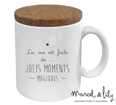 Mug céramique "La vie est faite de jolis moments magiques" Marcel et Lily Cadeau Servane Conceptstore