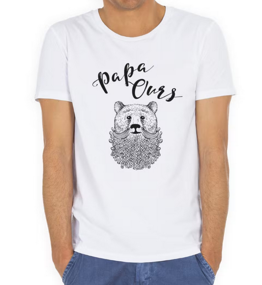 T-shirt homme papa ours blanc Servane Conceptstore. Fête des pères
