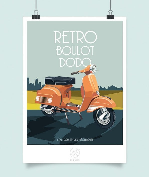 Affiche Rétro Boulot Dodo - Vespa - La loutre