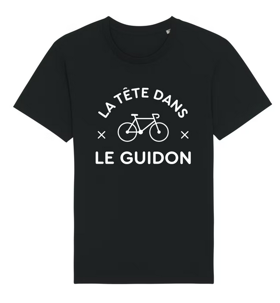 Tshirt " la tête dans le guidon" 100% coton - Noir