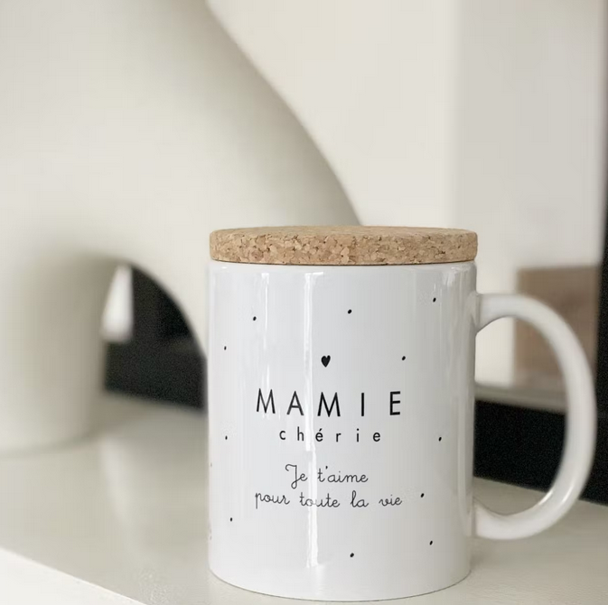 Mug en céramique - message "Mamie chérie, je t'aime pour toute la vie"  - Marcel et Lily