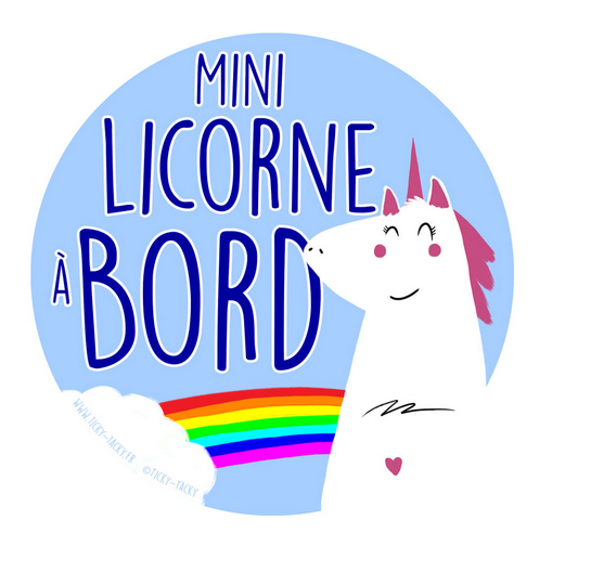 Stickers voiture – Mini Licorne à Bord